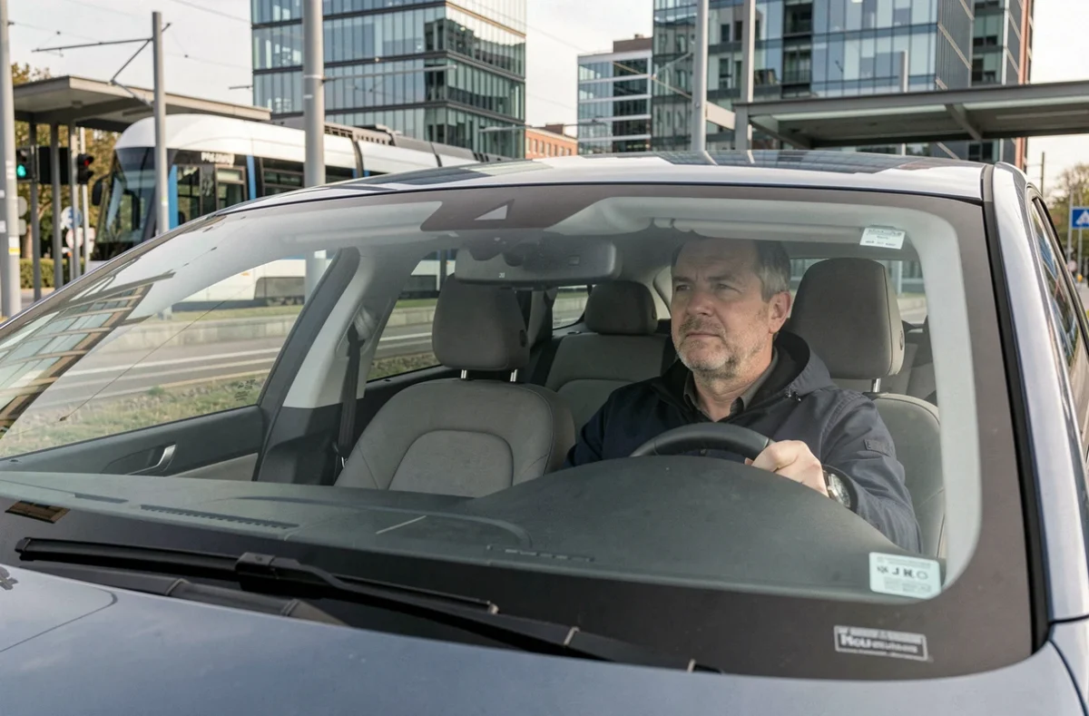 Chauffeur E-TAXI Rouen installé dans une berline électrique dans la métropole de Rouen