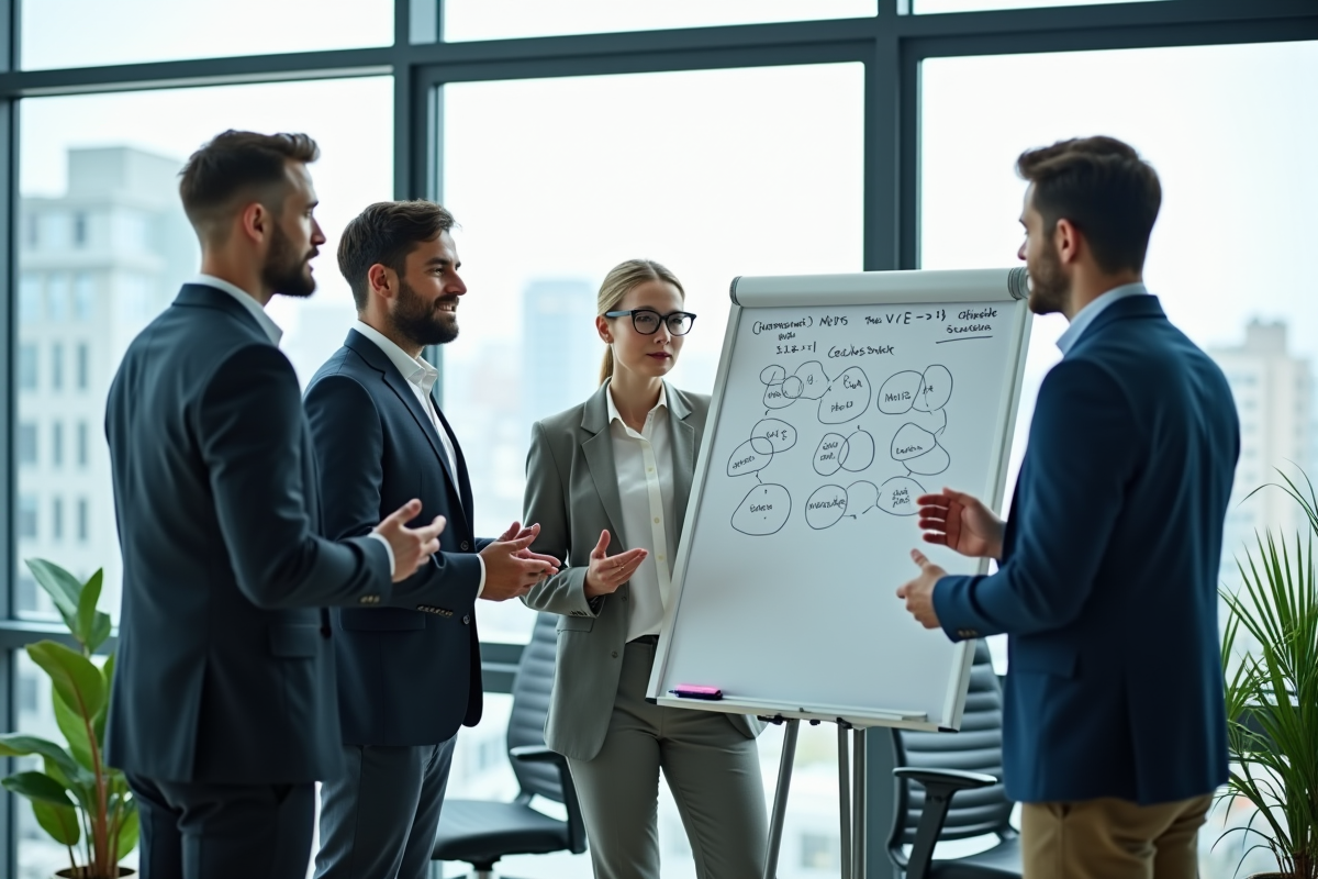 Groupe de collègues en discussion autour d