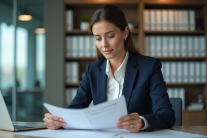 Femme professionnelle en réunion dans un bureau moderne