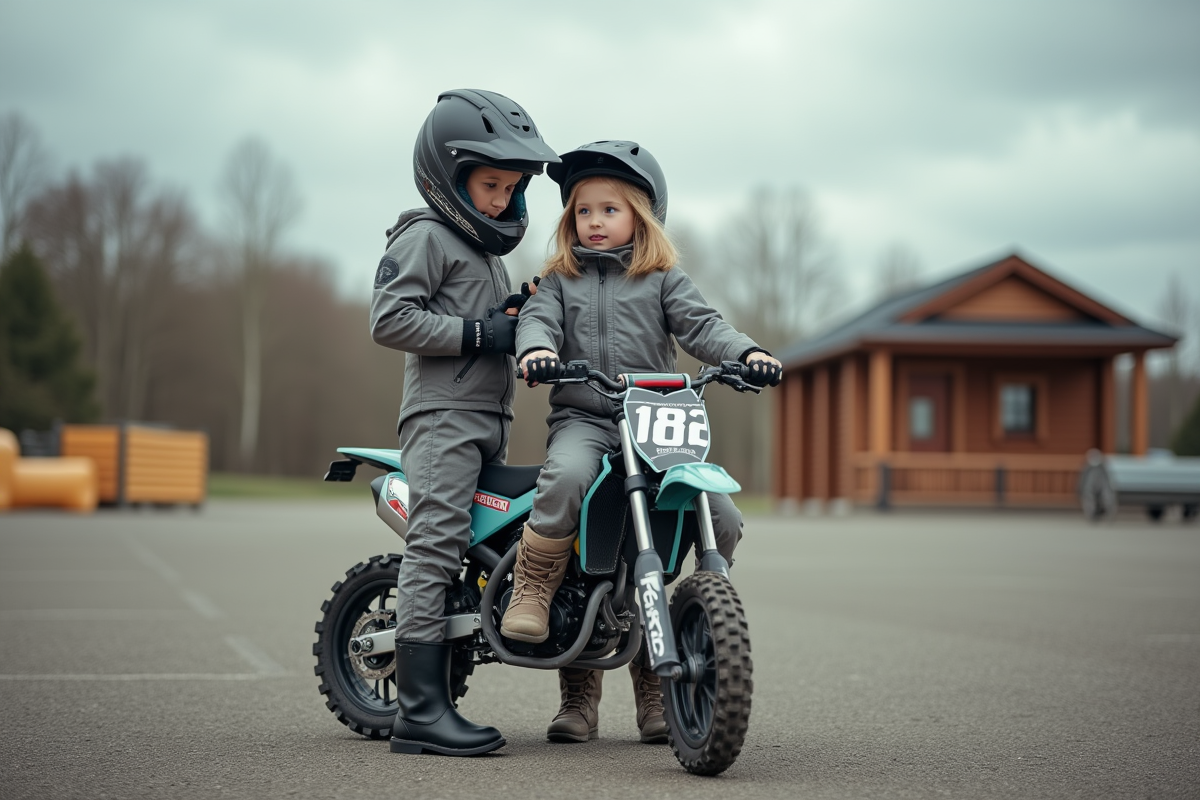 Jeune fille ajustant son casque à côté de sa moto