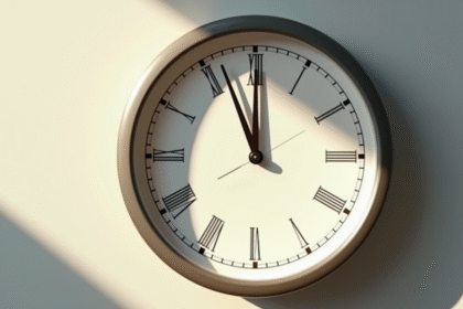 Gros plan d'une horloge ronde moderne et minimaliste